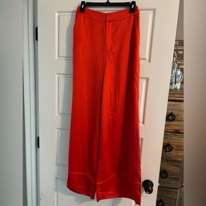 Orange/ reddish silk wide leg pants